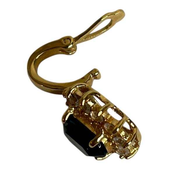 Blue Glass Clear Crystal Rhinestone Charm Pendant Gold Tone - Picture 4 of 6